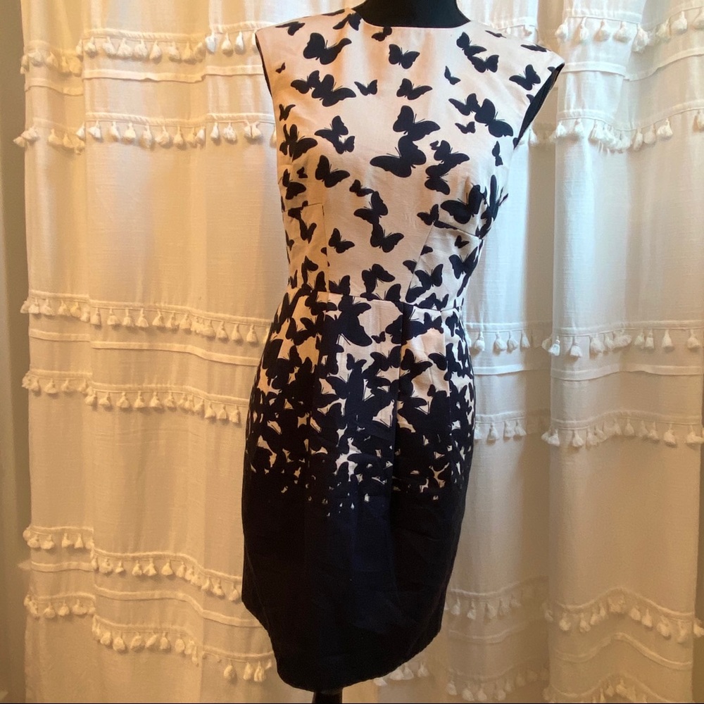 Warehouse butterfly print shift dress